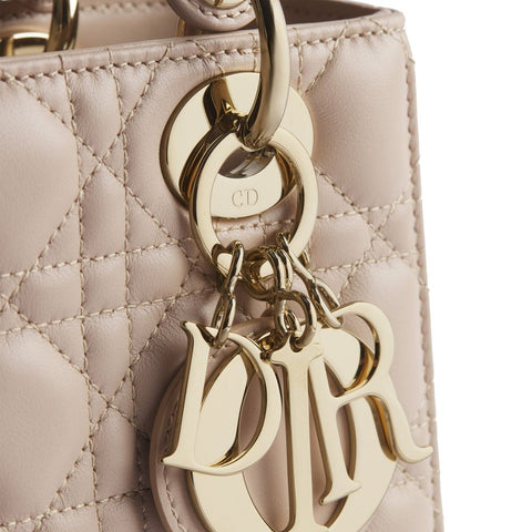 Beige Lamb Leather Shoulder Bag