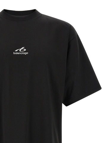 Black cotton T-shirt from Balenciaga featuring a classic crew neck and minimalist design.