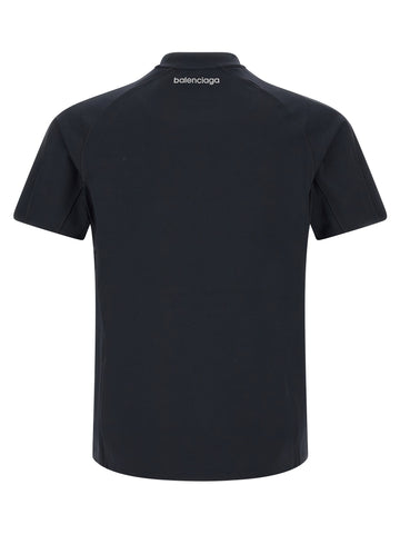 Blue polyamide T-shirt by Balenciaga featuring a relaxed fit and minimalist design.