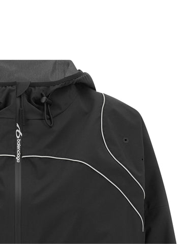 Black polyester sweatshirt by Balenciaga with a relaxed fit, featuring a crew neckline and minimalist design.