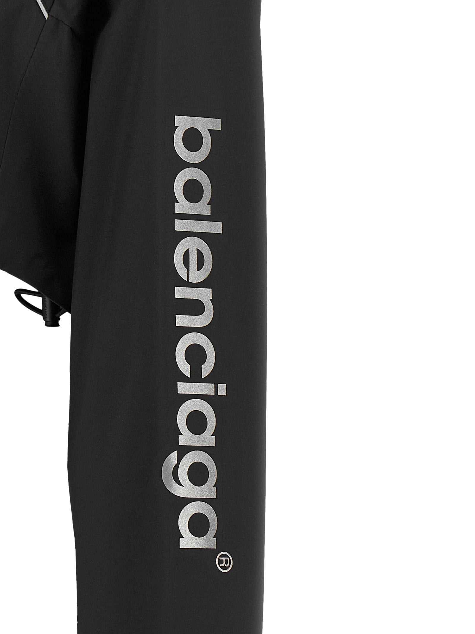 Black polyester sweatshirt by Balenciaga featuring a relaxed fit and minimal design, shown on a plain background.
