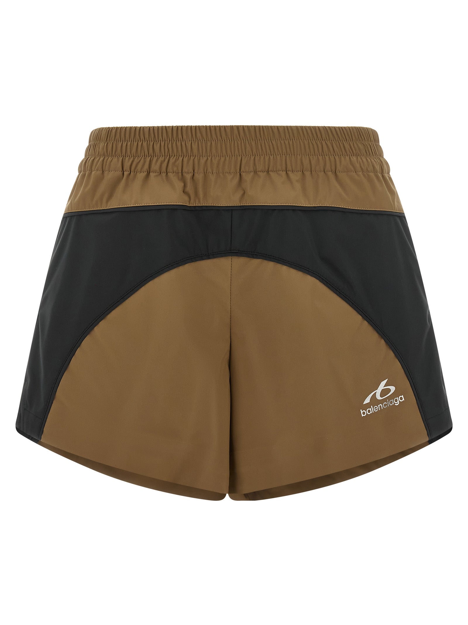 Balenciaga brown polyester Bermuda shorts with a relaxed fit and elastic waistband, perfect for casual wear.