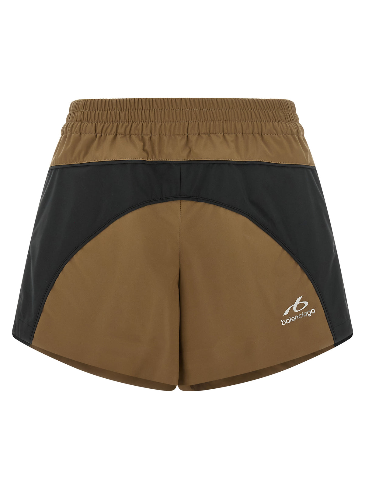 Balenciaga brown polyester Bermuda shorts with a relaxed fit and elastic waistband, perfect for casual wear.