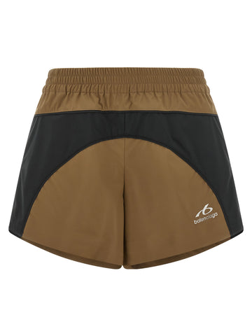 Balenciaga brown polyester Bermuda shorts with a relaxed fit and elastic waistband, perfect for casual wear.
