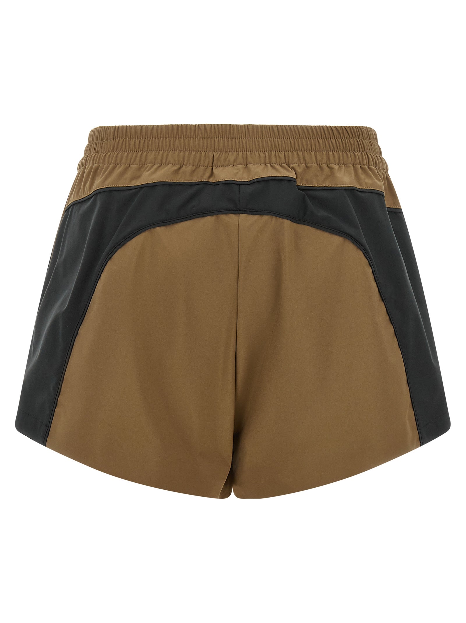Balenciaga brown polyester Bermuda shorts with a relaxed fit, featuring a mid-length design and casual style.