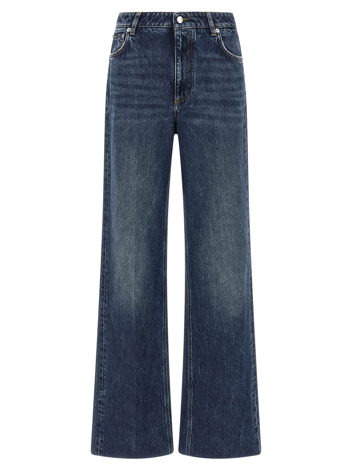 Blue cotton denim jeans by Dolce & Gabbana, showcasing classic fit and detailed stitching on a casual fashion model.