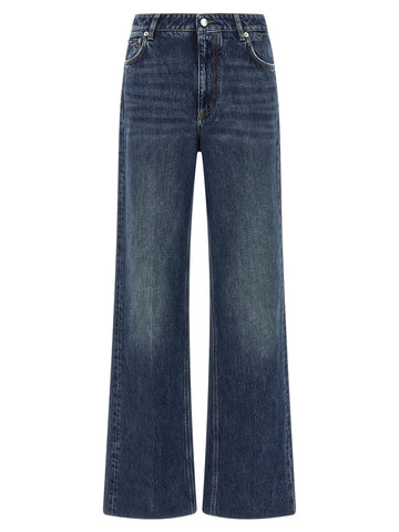 Blue cotton denim jeans by Dolce & Gabbana, showcasing classic fit and detailed stitching on a casual fashion model.