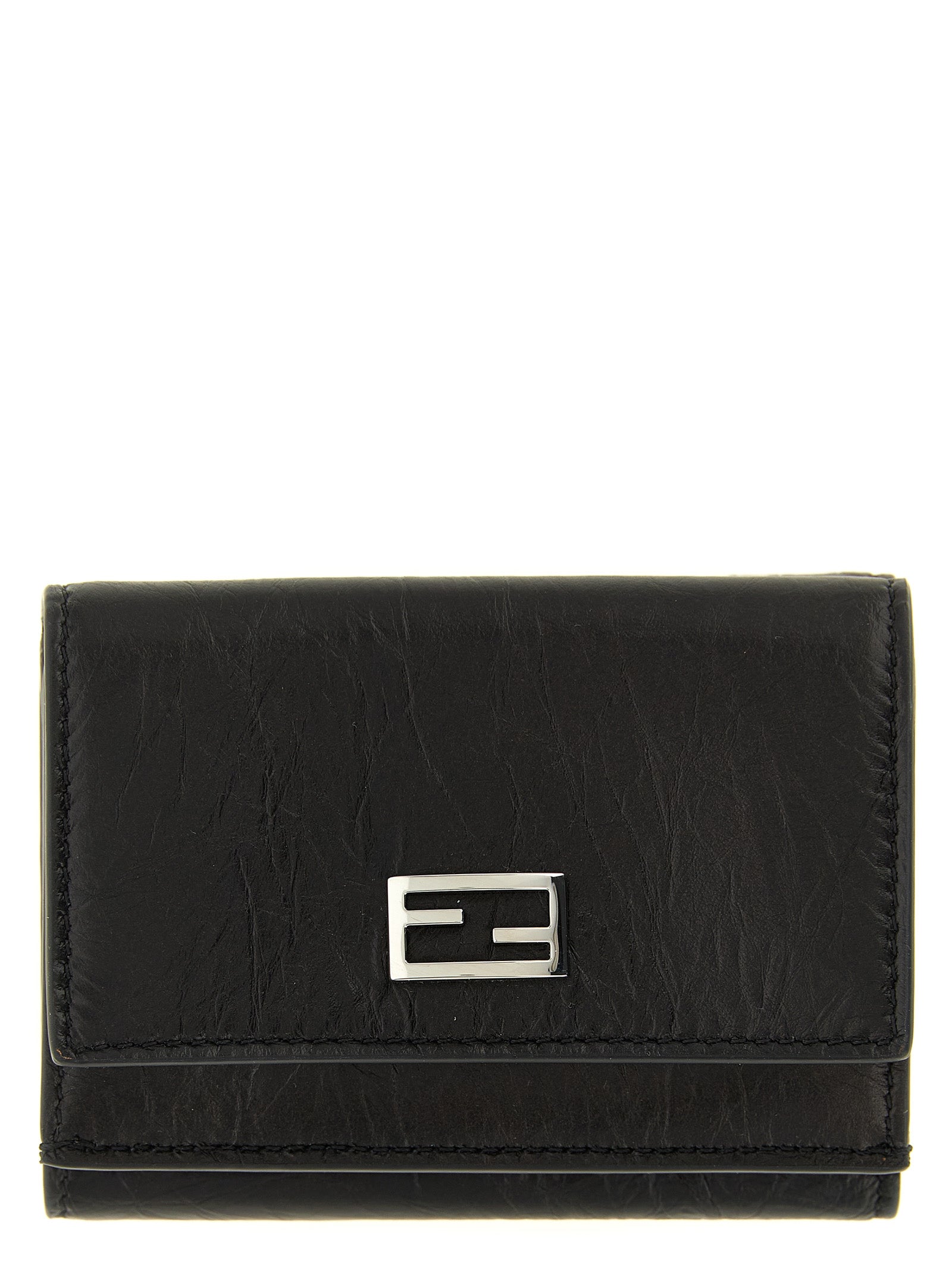 Fendi black calfskin cardholder featuring multiple card slots and sleek design for stylish organization.