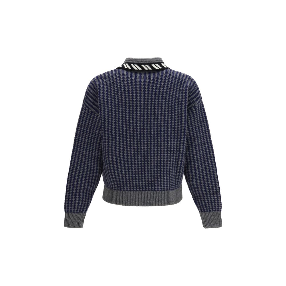 Gray wool Aries sweatshirt by Versace featuring a relaxed fit and embroidered Aries motif on the front.