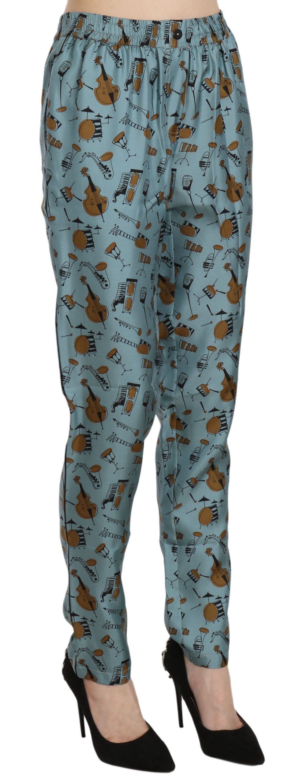 Blue musical instruments print tapered pants by Dolce & Gabbana, featuring a stylish design and tapered fit.
