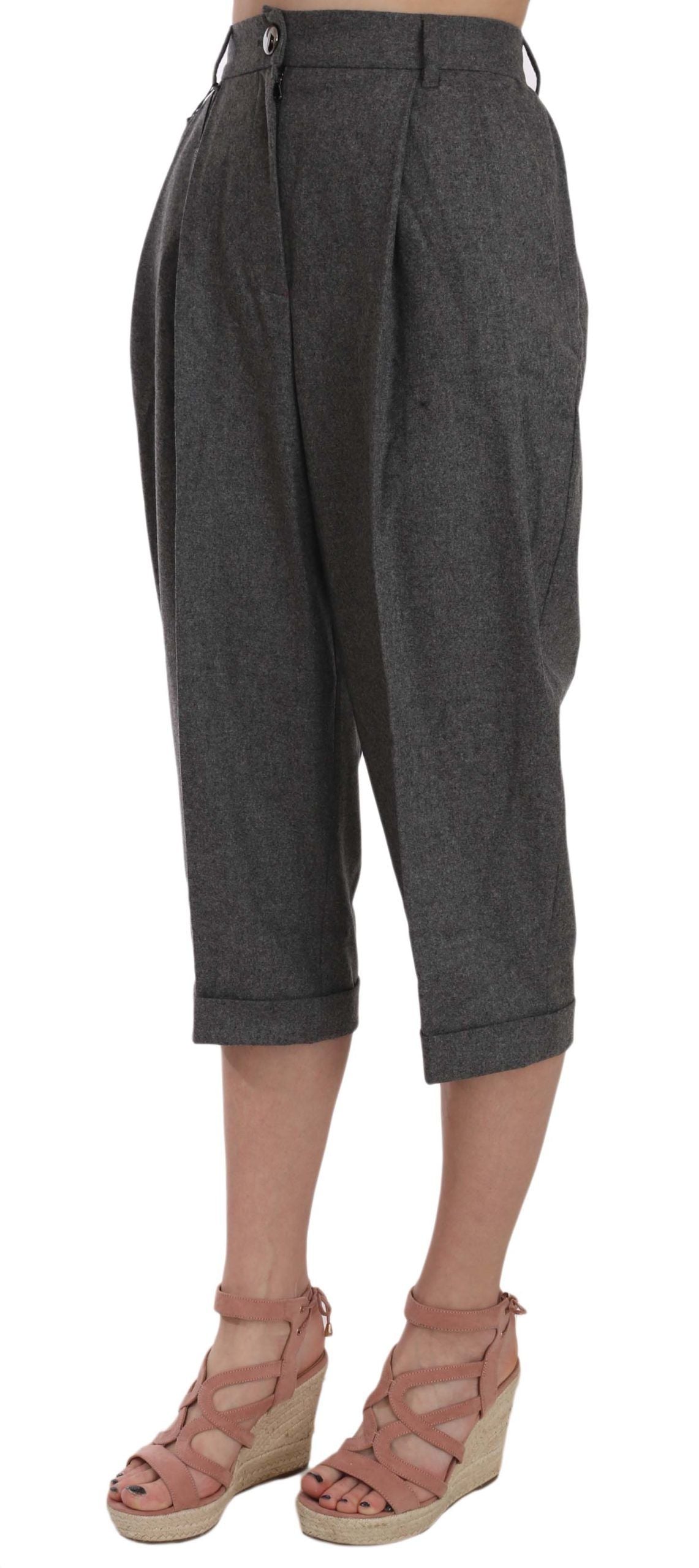 Dolce & Gabbana wool cropped pleated trousers, stylish tailored pants with a high waist and pleated front.