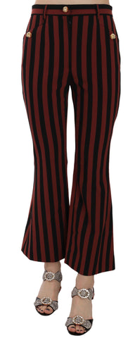 Black Amaranth Stripe cropped flared pants by Dolce & Gabbana, featuring bold stripe pattern and tailored fit.