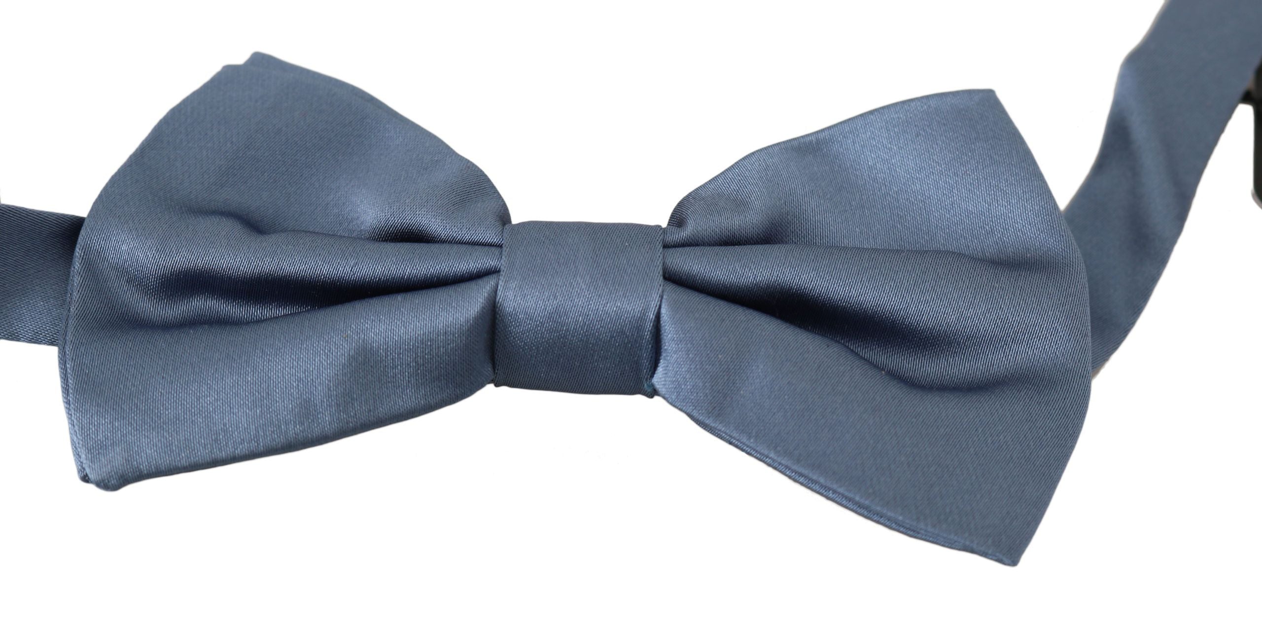 Blue 100% silk adjustable neck bow tie by Dolce & Gabbana, featuring a classic papillon style and elegant design.