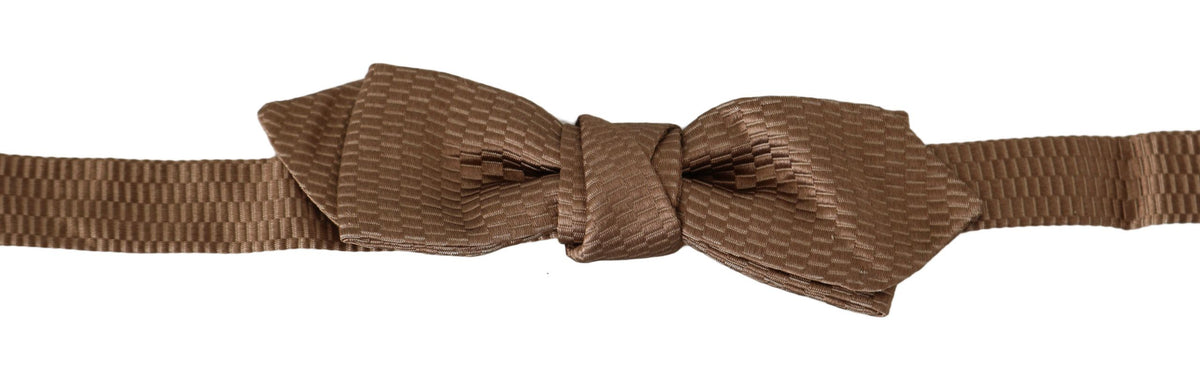 Men's brown and gold adjustable Papillon bow tie by Dolce & Gabbana, featuring a classic elegant design on a white background.