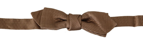 Men's brown and gold adjustable Papillon bow tie by Dolce & Gabbana, featuring a classic elegant design on a white background.