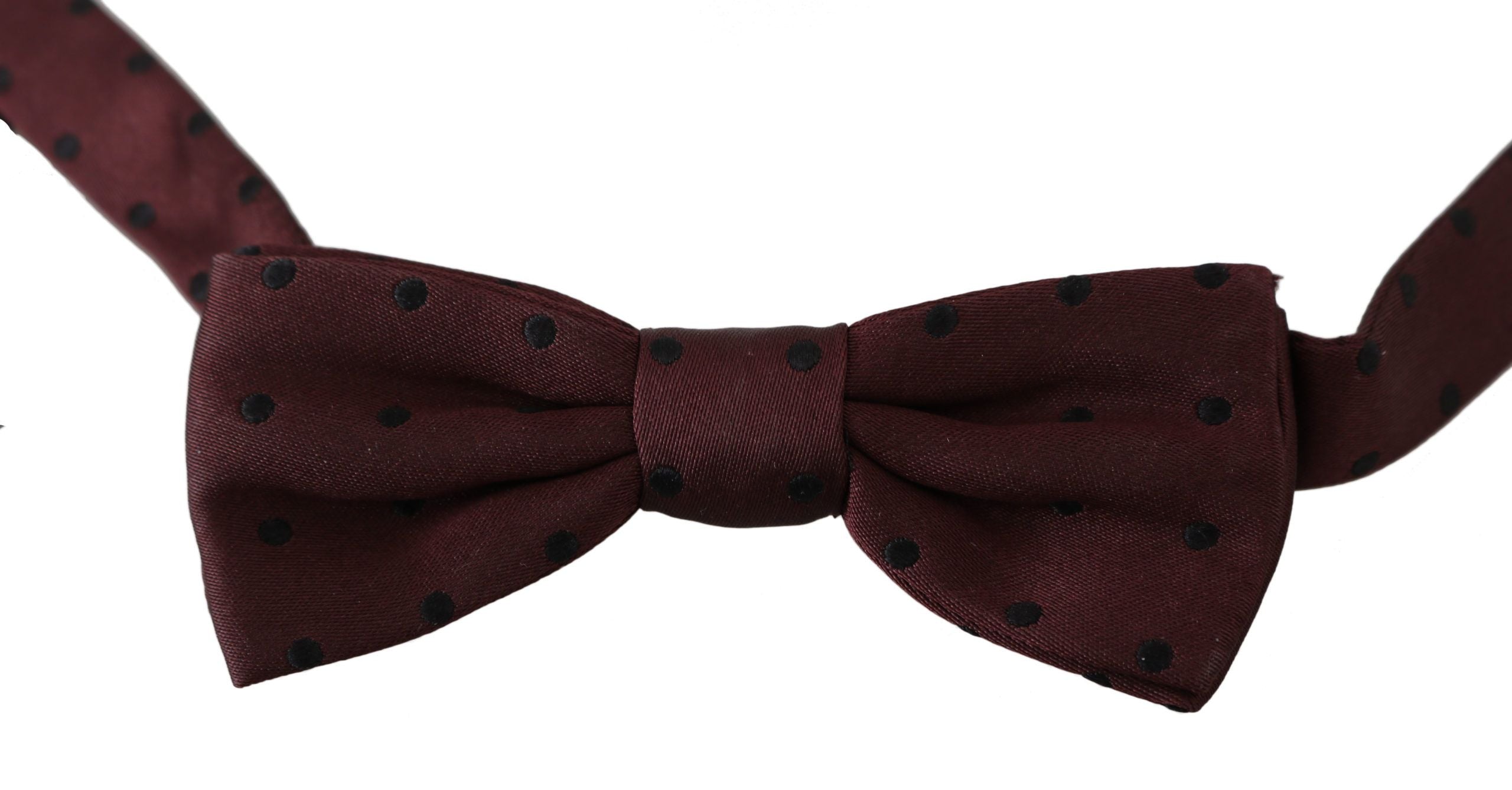 Purple dotted silk adjustable neck papillon bow tie by Dolce & Gabbana, featuring a stylish and elegant design.