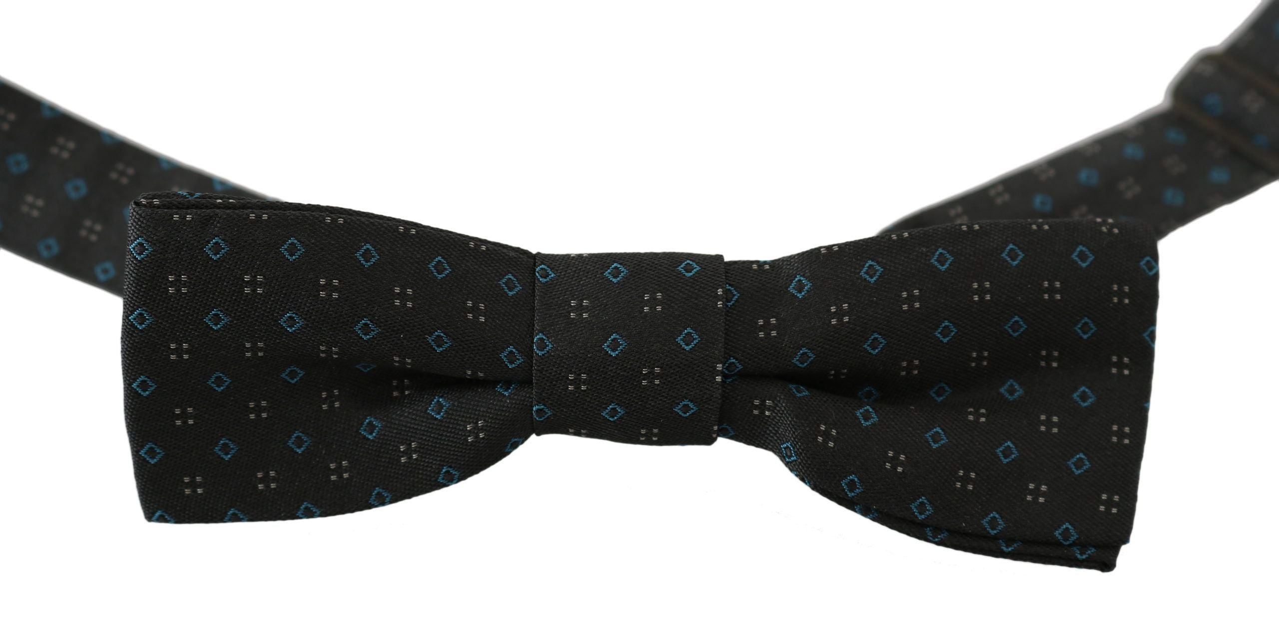 Men's gray patterned silk bow tie with adjustable neck strap by Dolce & Gabbana, stylish accessory for formal wear.