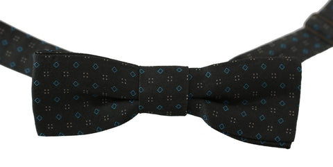 Men's gray patterned silk bow tie with adjustable neck strap by Dolce & Gabbana, stylish accessory for formal wear.