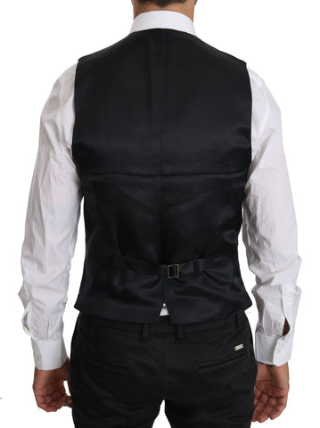 Blue wool waistcoat formal gilet vest by Dolce & Gabbana, tailored fit with classic lapel and button closure.