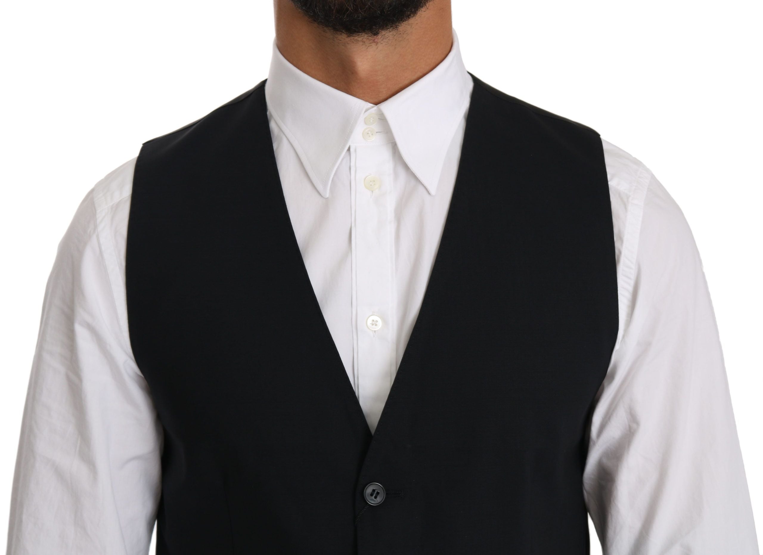 Blue wool waistcoat from Dolce & Gabbana featuring a formal gilet vest with tailored fit and classic design.