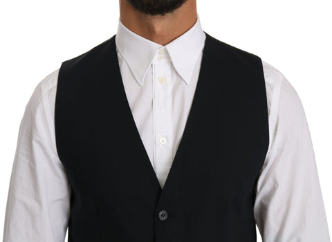 Blue wool waistcoat from Dolce & Gabbana featuring a formal gilet vest with tailored fit and classic design.