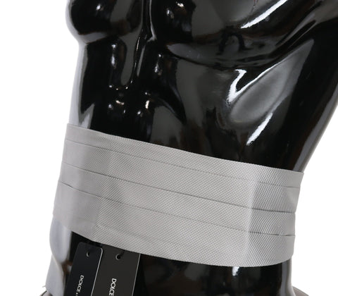 Gray men's silk waist belt or cummerbund with a sleek design, crafted by Dolce & Gabbana.