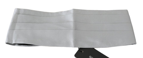 Gray men's silk waist belt or cummerbund by Dolce & Gabbana, featuring smooth fabric and elegant design for formal wear.