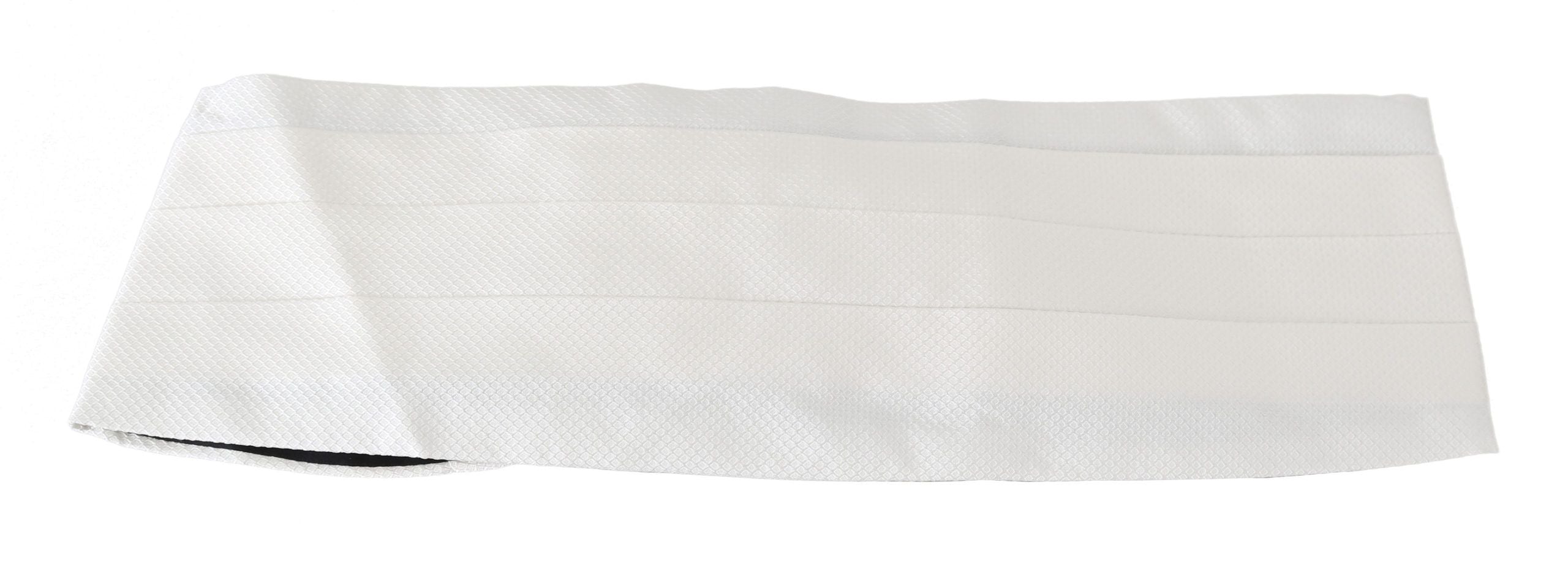 White silk men's waist belt or cummerbund by Dolce & Gabbana, featuring smooth fabric and elegant design for formal wear.