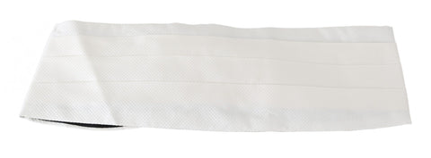 White silk men's waist belt or cummerbund by Dolce & Gabbana, featuring smooth fabric and elegant design for formal wear.