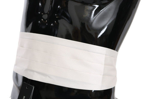 White silk men's waist belt or cummerbund by Dolce & Gabbana, showing smooth fabric and elegant design.
