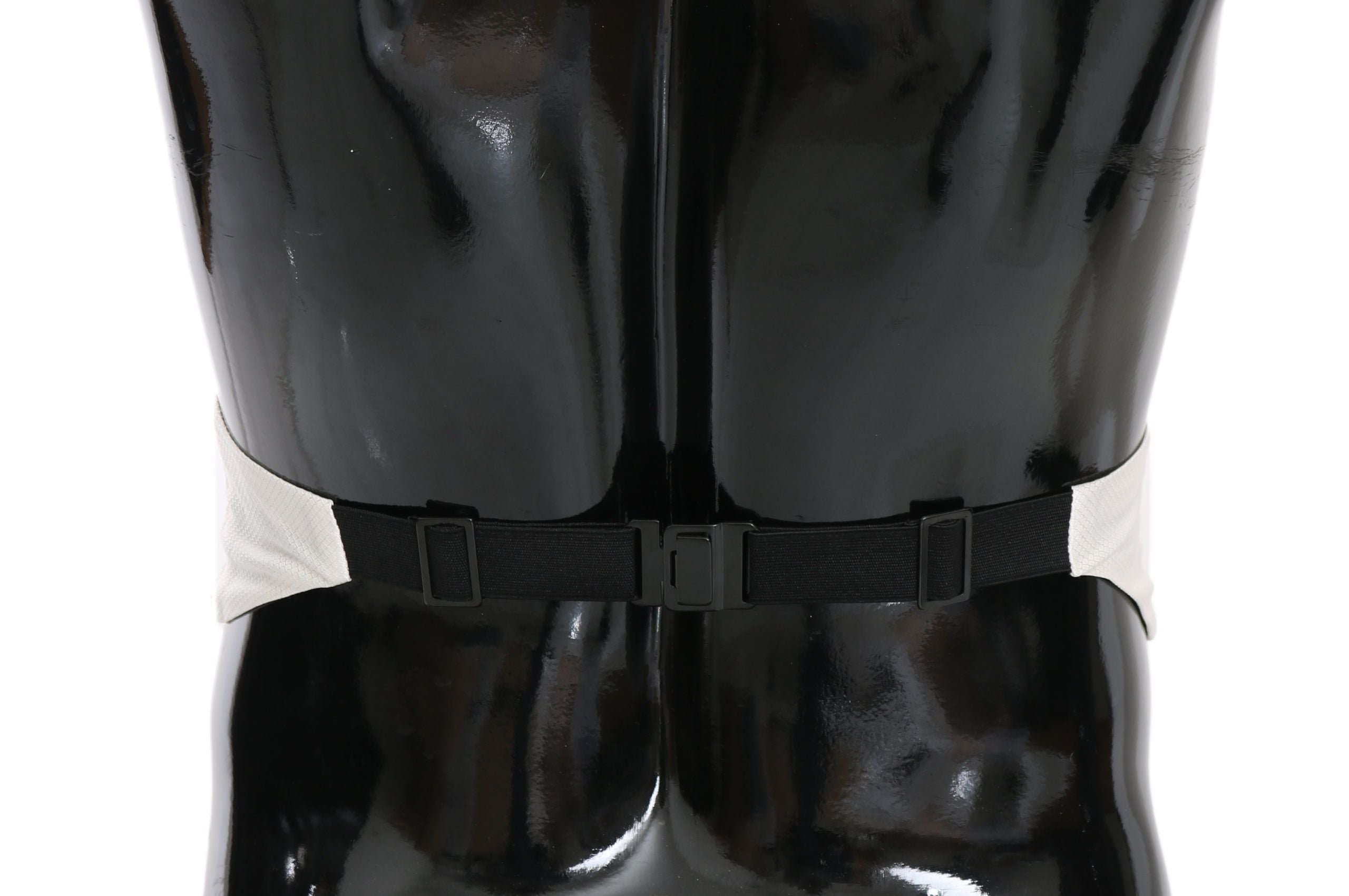 White men's silk waist belt or cummerbund with sleek design, featuring Dolce & Gabbana branding and elegant craftsmanship.