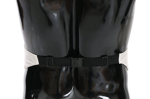 White men's silk waist belt or cummerbund with sleek design, featuring Dolce & Gabbana branding and elegant craftsmanship.