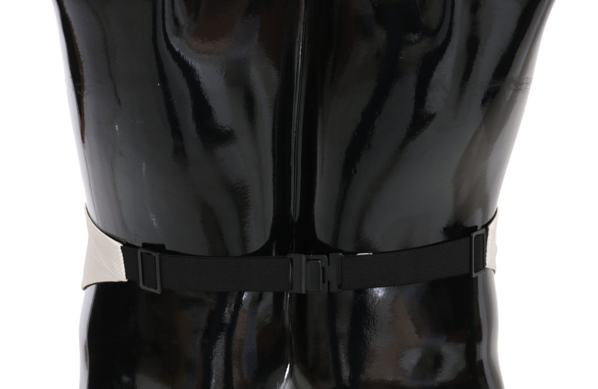 White men's silk waist belt or cummerbund with a smooth finish, designed by Dolce & Gabbana.