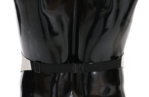 White men's silk waist belt or cummerbund with a smooth finish, designed by Dolce & Gabbana.