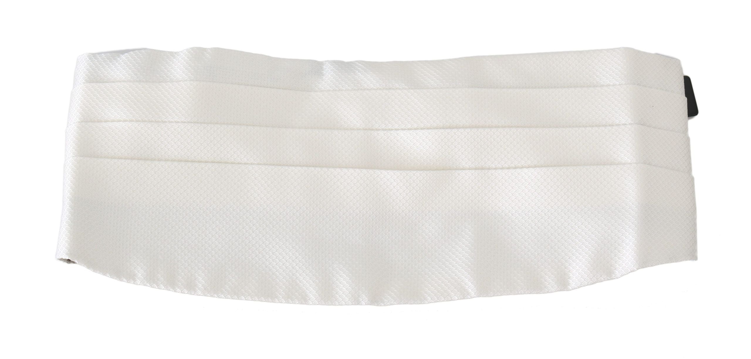 White silk men's waist belt with a stylish cummerbund design, crafted by Dolce & Gabbana.