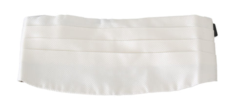White silk men's waist belt with a stylish cummerbund design, crafted by Dolce & Gabbana.