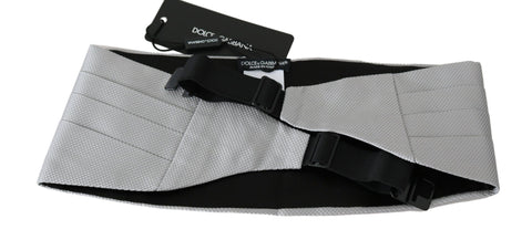 Gray men's silk waist belt or cummerbund by Dolce & Gabbana, featuring smooth fabric and elegant design.