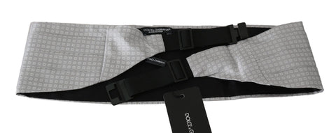 Gray patterned silk cummerbund waist belt by Dolce & Gabbana, featuring elegant design and smooth fabric.