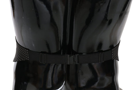 Dark Gray Dotted Waist Belt Silk Cummerbund - Jag Couture London