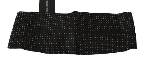 Black dotted silk cummerbund waist belt by Dolce & Gabbana, featuring a sleek design and elegant polka dot pattern.