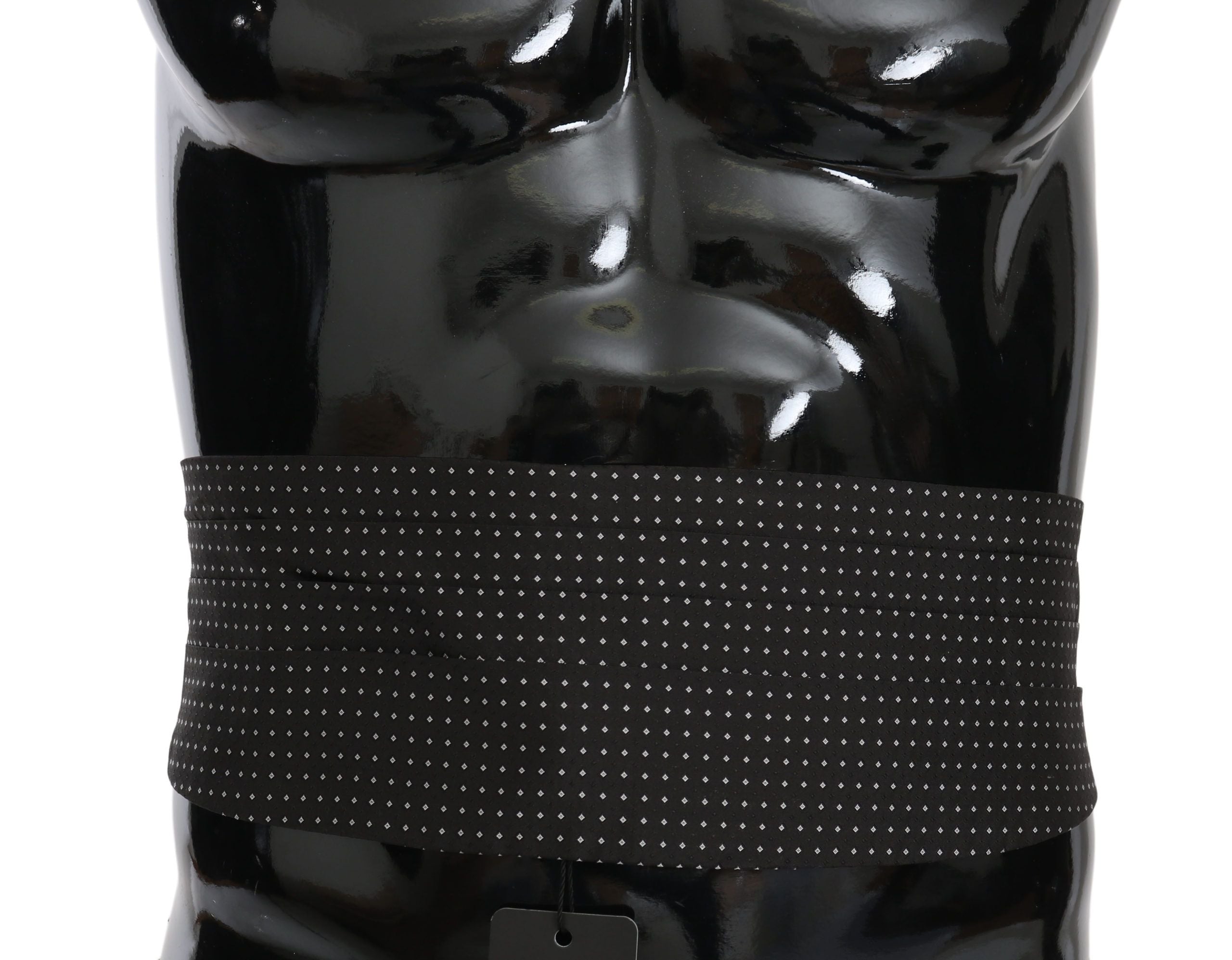 Black dotted silk cummerbund waist belt by Dolce & Gabbana, featuring a sleek design and elegant silk fabric.
