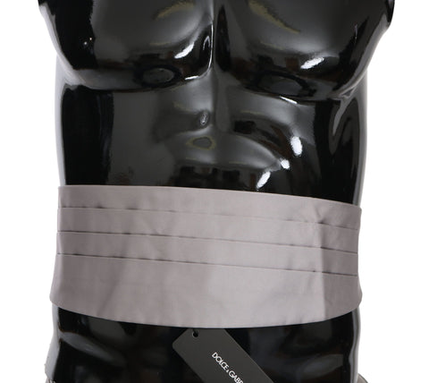 Gray silk men's waist belt or cummerbund by Dolce & Gabbana, with smooth fabric and elegant design.