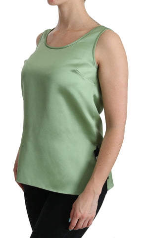 Green sleeveless silk tank blouse by Dolce & Gabbana, showcasing smooth fabric and elegant fit.