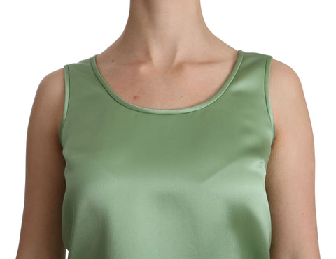 Green sleeveless silk tank blouse by Dolce & Gabbana, featuring a smooth, flowing fabric and a stylish, elegant design.