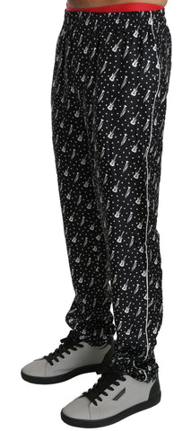 Black silk trouser pants for musical instrument performance by Dolce & Gabbana, featuring a sleek, tailored design.