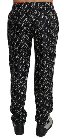 Silk black trouser pants for musical instruments by Dolce & Gabbana, featuring a sleek, tailored design and smooth fabric.