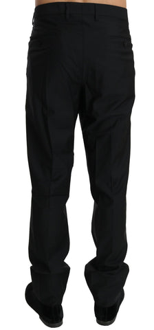 Black formal wool trousers for men by Dolce & Gabbana, featuring tailored design and classic style.