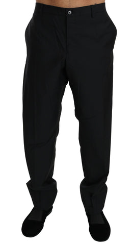 Black formal wool trousers for men by Dolce & Gabbana, tailored dress pants with a sleek, sophisticated fit.