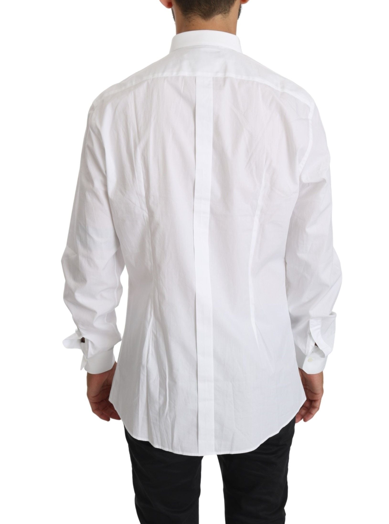 White cotton long sleeve top shirt by Dolce & Gabbana, featuring a classic fit and elegant design.