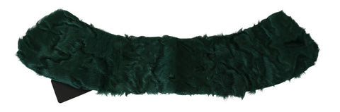 Green fur shoulder collar wrap with lambskin scarf from Dolce & Gabbana, showcasing soft texture and luxurious design.